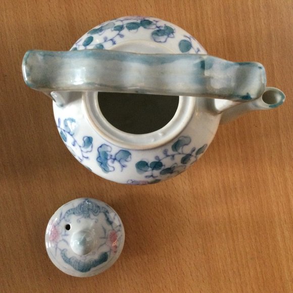 Vintage Chinese hand pa Porcelain teapot small handled marked eb - Picture 9 of 12